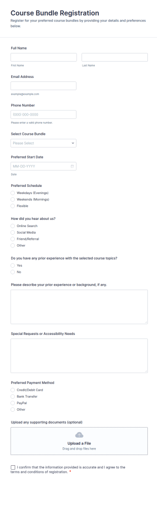 Course Bundle Registration Form Template