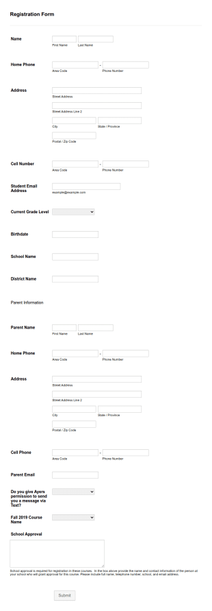 Course Choice Registration Form Template
