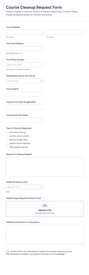 Course Cleanup Request Form Template