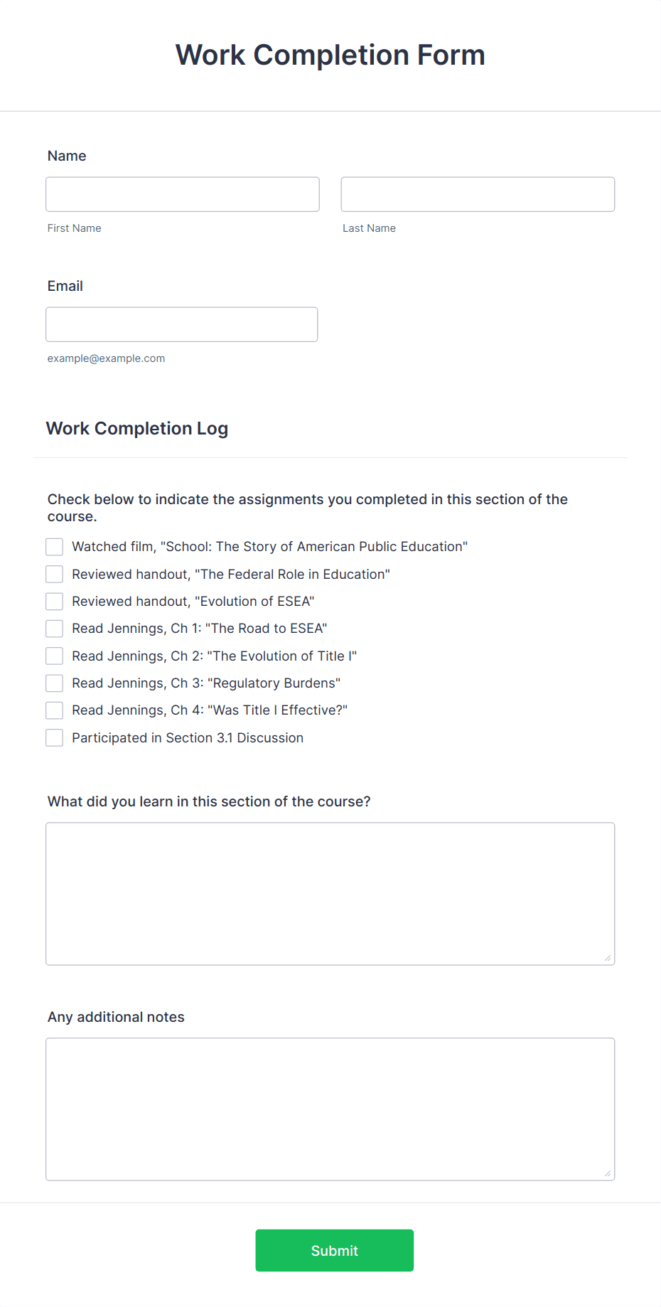 Course Completion Form Template | Jotform