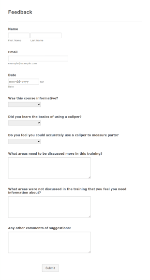 Course Feedback Form Template