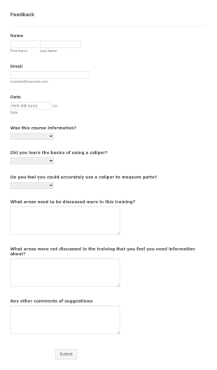 Course Feedback Form Template