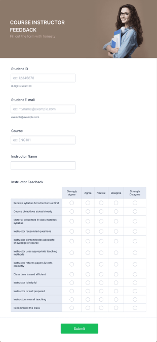 Course Instructor Feedback Form Template