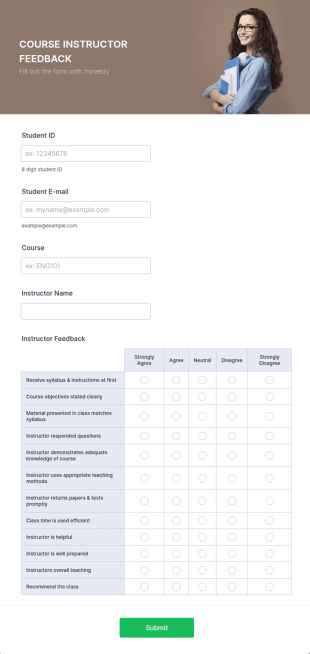 Course Instructor Feedback Form Template | Jotform