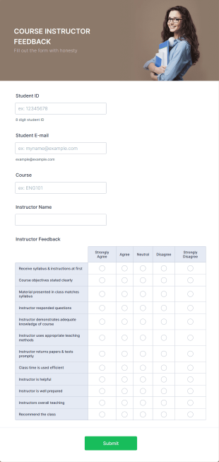 Course Instructor Feedback Form Template