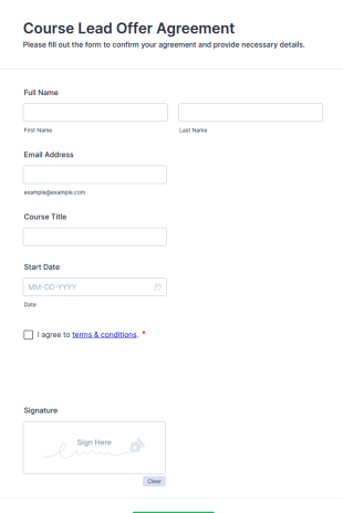Course Lead Offer Agreement Form Template