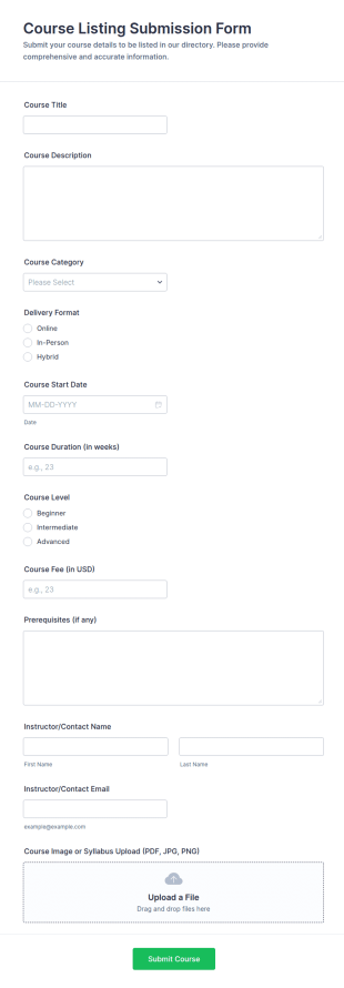 Course Listing Submission Form Template