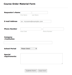 Course Material Order Form Template