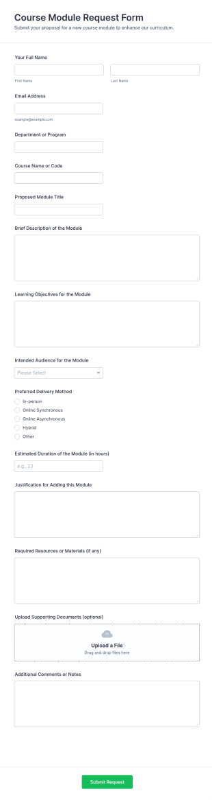 Course Module Request Form Template