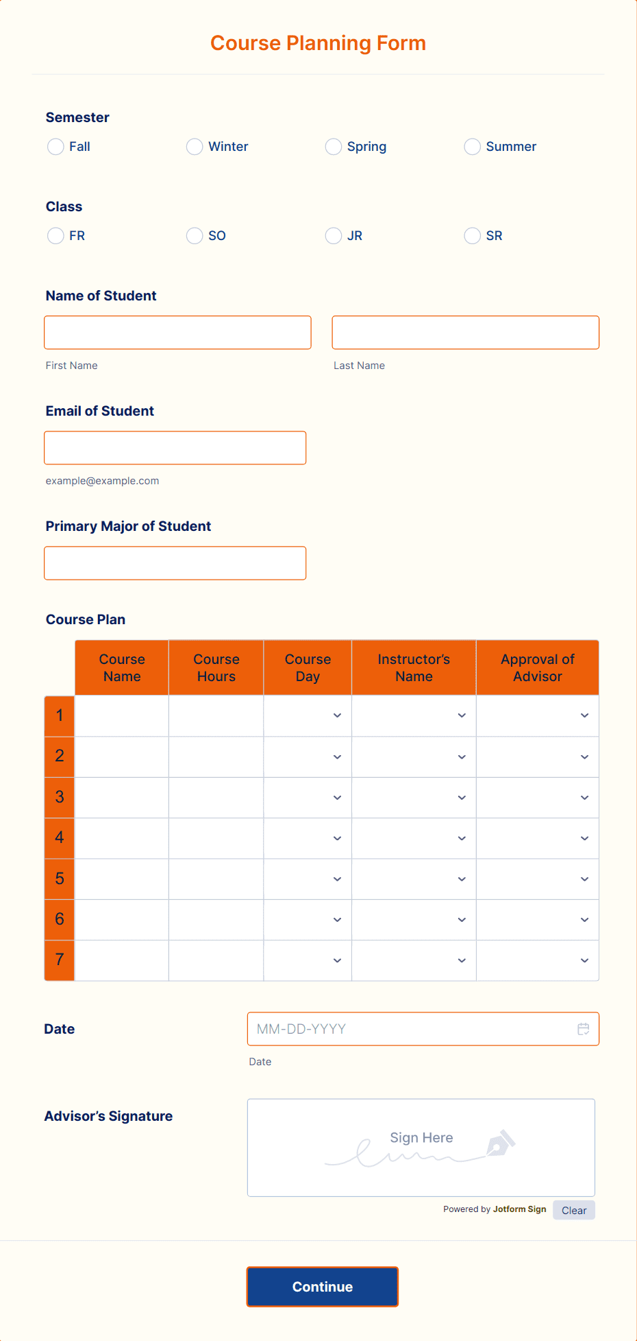 Course Planning Form Template | Jotform