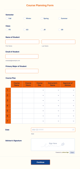 Course Planning Form Template