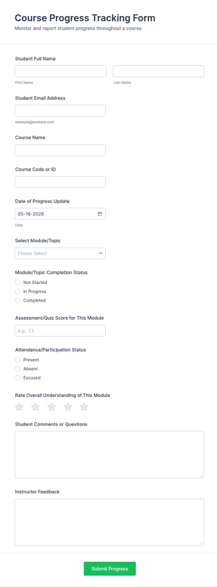 Course Progress Tracking Form Template