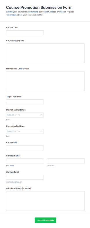 Course Promotion Submission Form Template