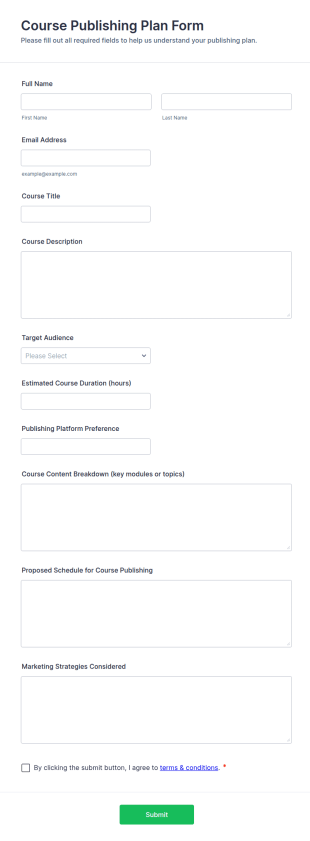 Course Publishing Plan Form Template