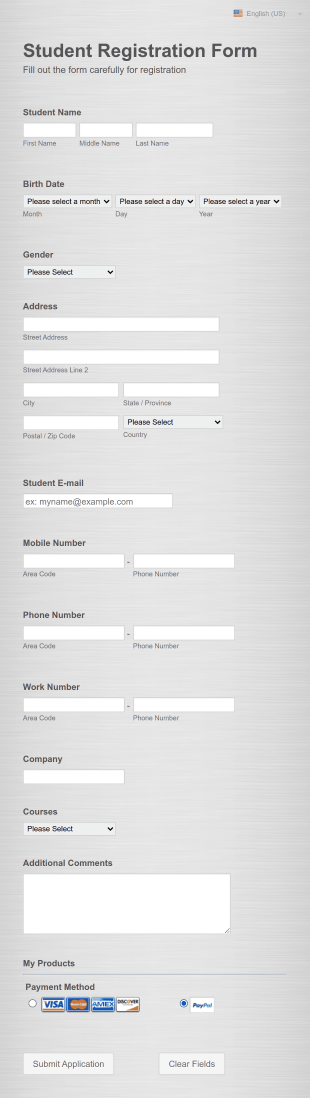 Course Registration Form IICST Form Template