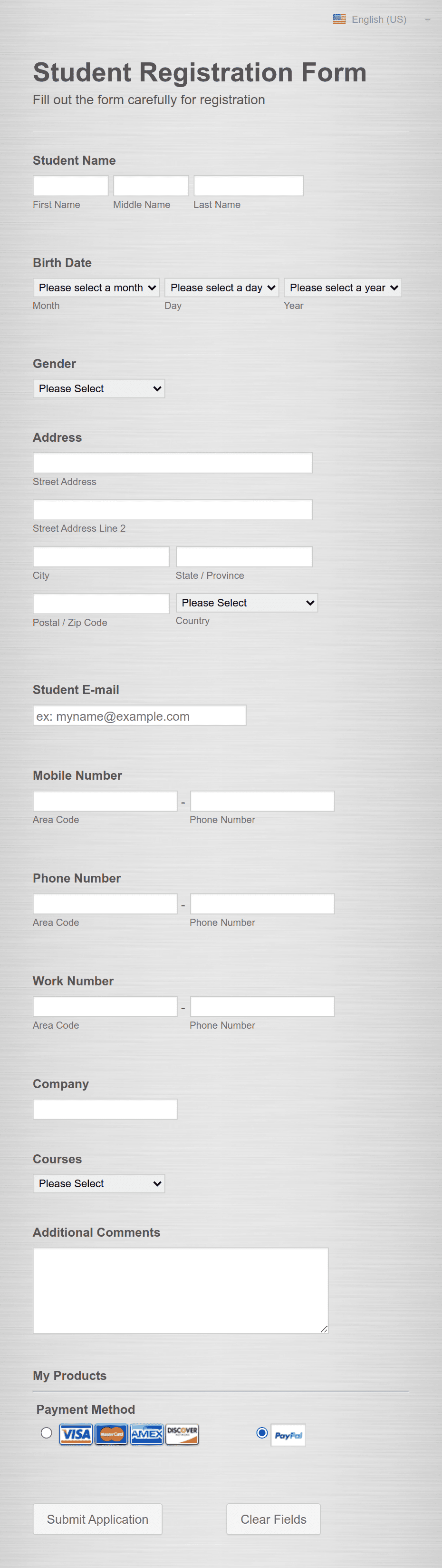 Course Registration Form IICST Form Template | Jotform