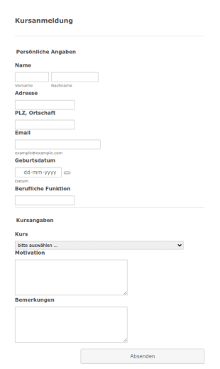 Kursanmeldeformular Auf Deutsch