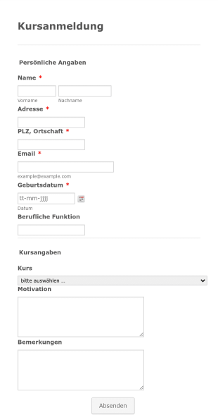 Kursanmeldeformular Auf Deutsch Form Template