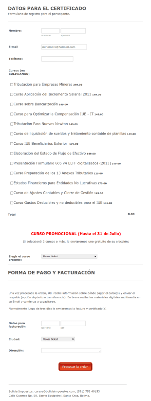 Course Registration Form In Spanish