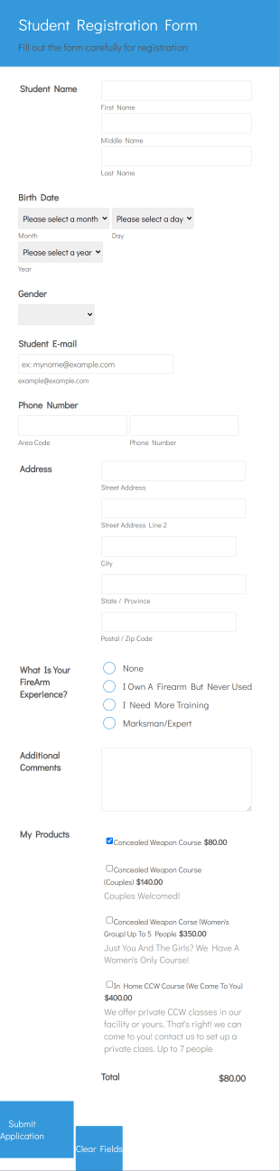 Course Registration Form Template