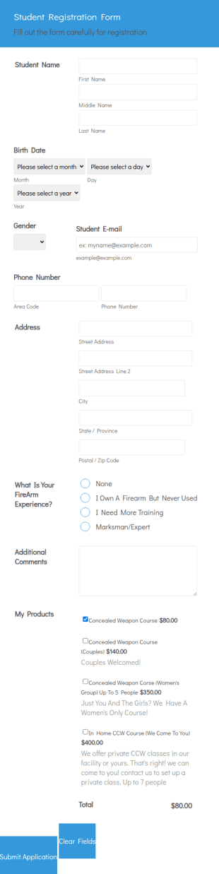 Course Registration Form Template