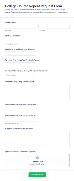 Course Repeat Request Form Template