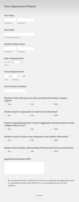 Course Session Report Form Template