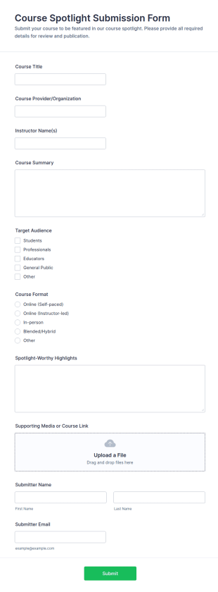 Course Spotlight Submission Form Template
