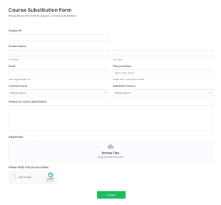 Course Substitution Form Template