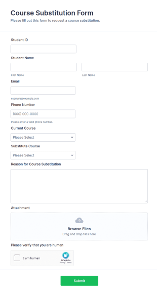 Course Substitution Form Template