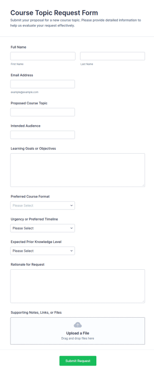 Course Topic Request Form Template