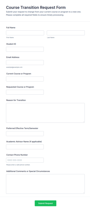 Course Transition Request Form Template