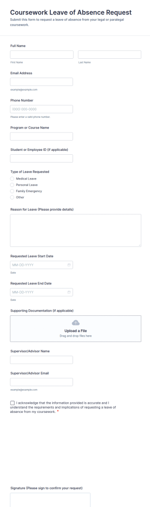 Coursework Leave Of Absence Request Form Template
