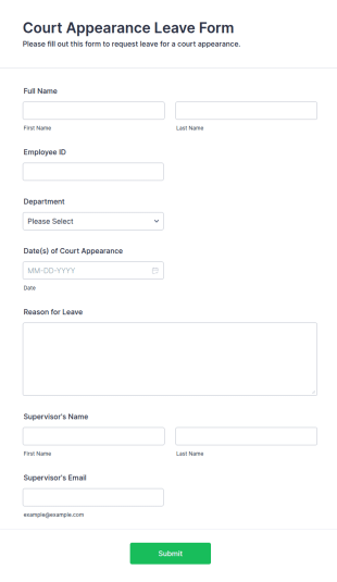Court Appearance Leave Form Template