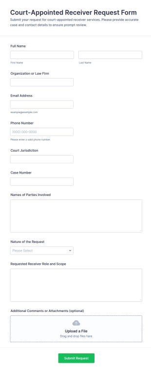 Court Appointed Receiver Request Form Template