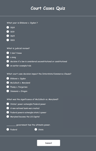 Court Cases Quiz Form Template