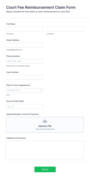 Court Fee Reimbursement Claim Form Template