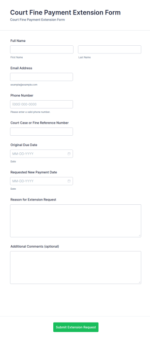 Court Fine Payment Extension Form Template