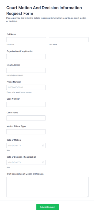 Court Motion And Decision Information Request Form Template