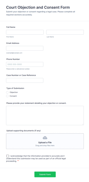 Court Objection And Consent Form Template