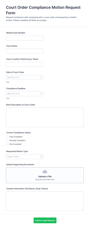 Court Order Compliance Motion Request Form Template