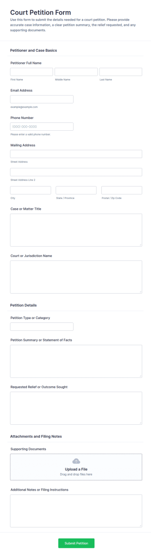 Court Petition Form Template