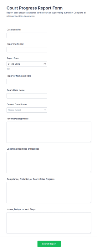 Court Progress Report Form Template