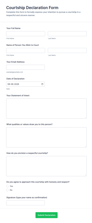 Courtship Declaration Form Template