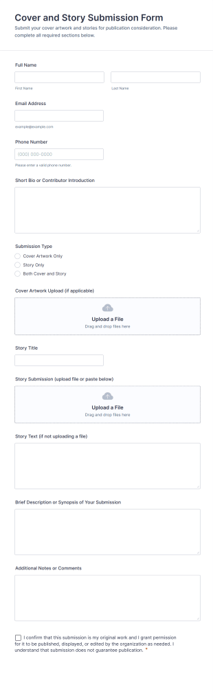 Cover And Story Submission Form Template