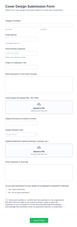 Cover Design Submission Form Template