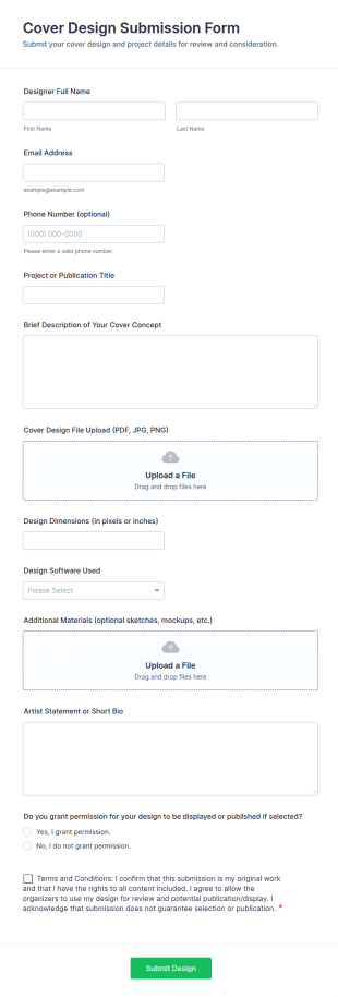 Cover Design Submission Form Template