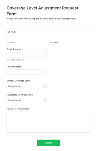 Coverage Level Adjustment Request Form Template