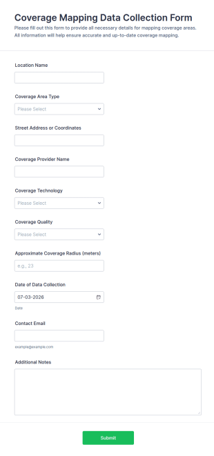 Coverage Mapping Data Collection Form Template