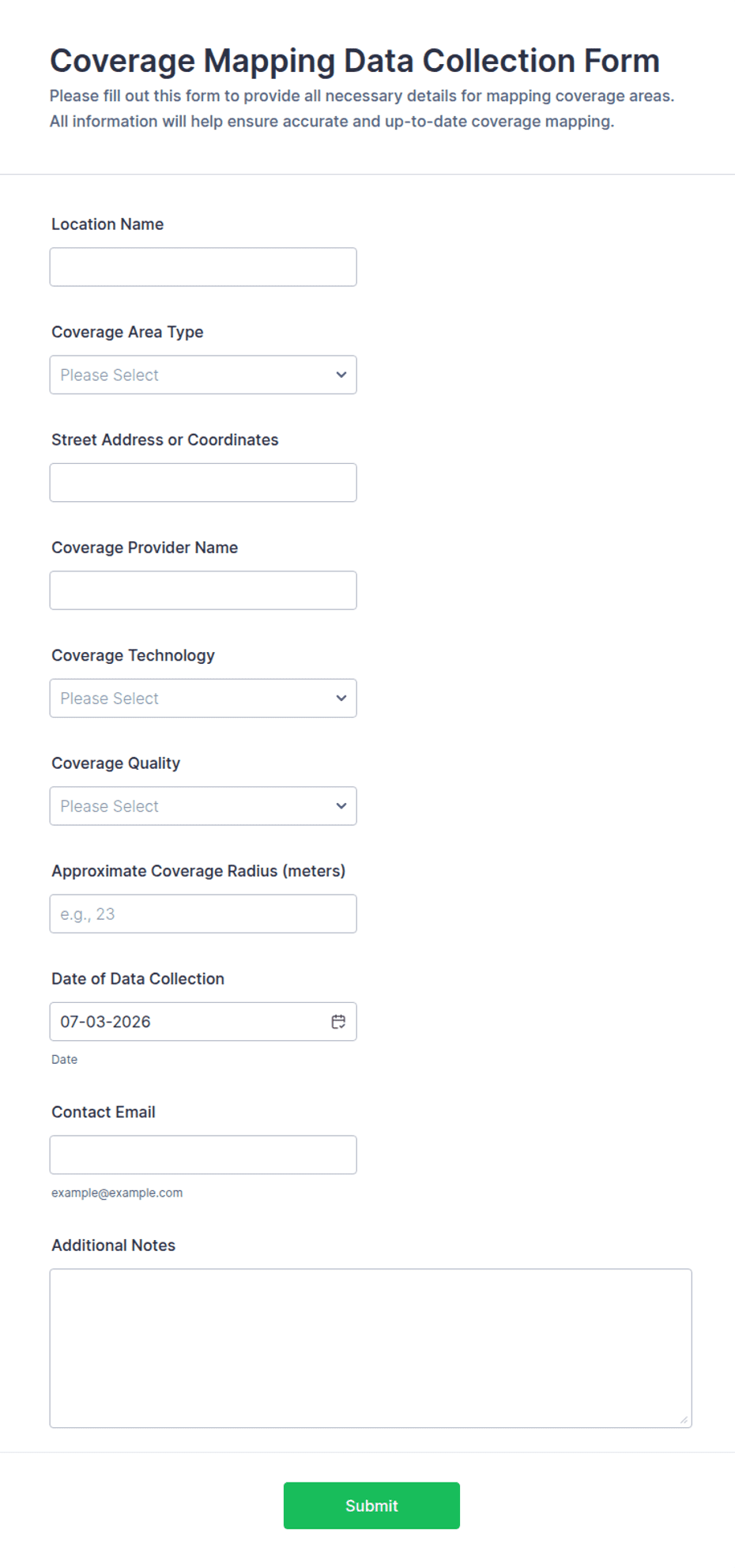 Coverage Mapping Data Collection Form Template | Jotform